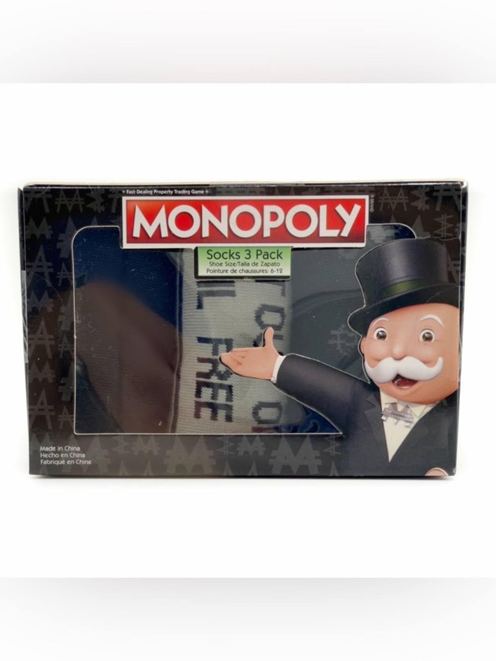 Monopoly Crew Socks Gift Set Mens Womens Novelty 3 Pack